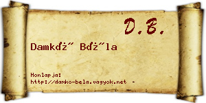 Damkó Béla névjegykártya