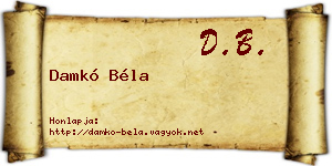 Damkó Béla névjegykártya